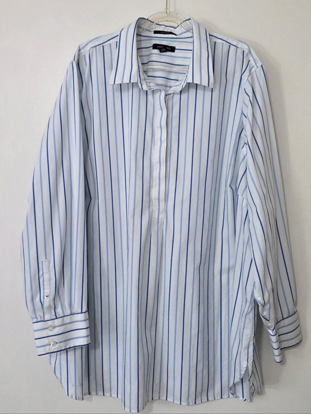 Lands' End 100% Supima Cotton Popover Tunic Top Preppy Classic Coastal 3X (26W)